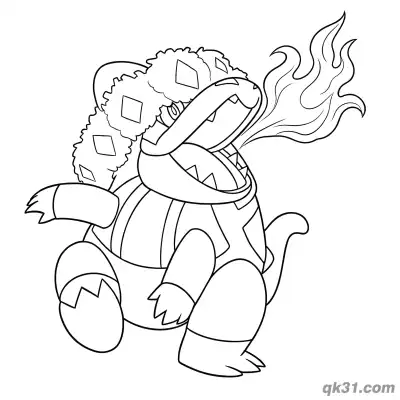Free printable Crocalor Fire Spitting Attack Coloring Page coloring page