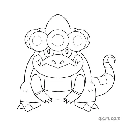 Free printable Crocalor Front View with Spheres Coloring Page coloring page