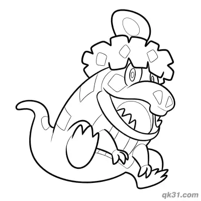Free printable Crocalor Squatting Fire Blast Coloring Page coloring page