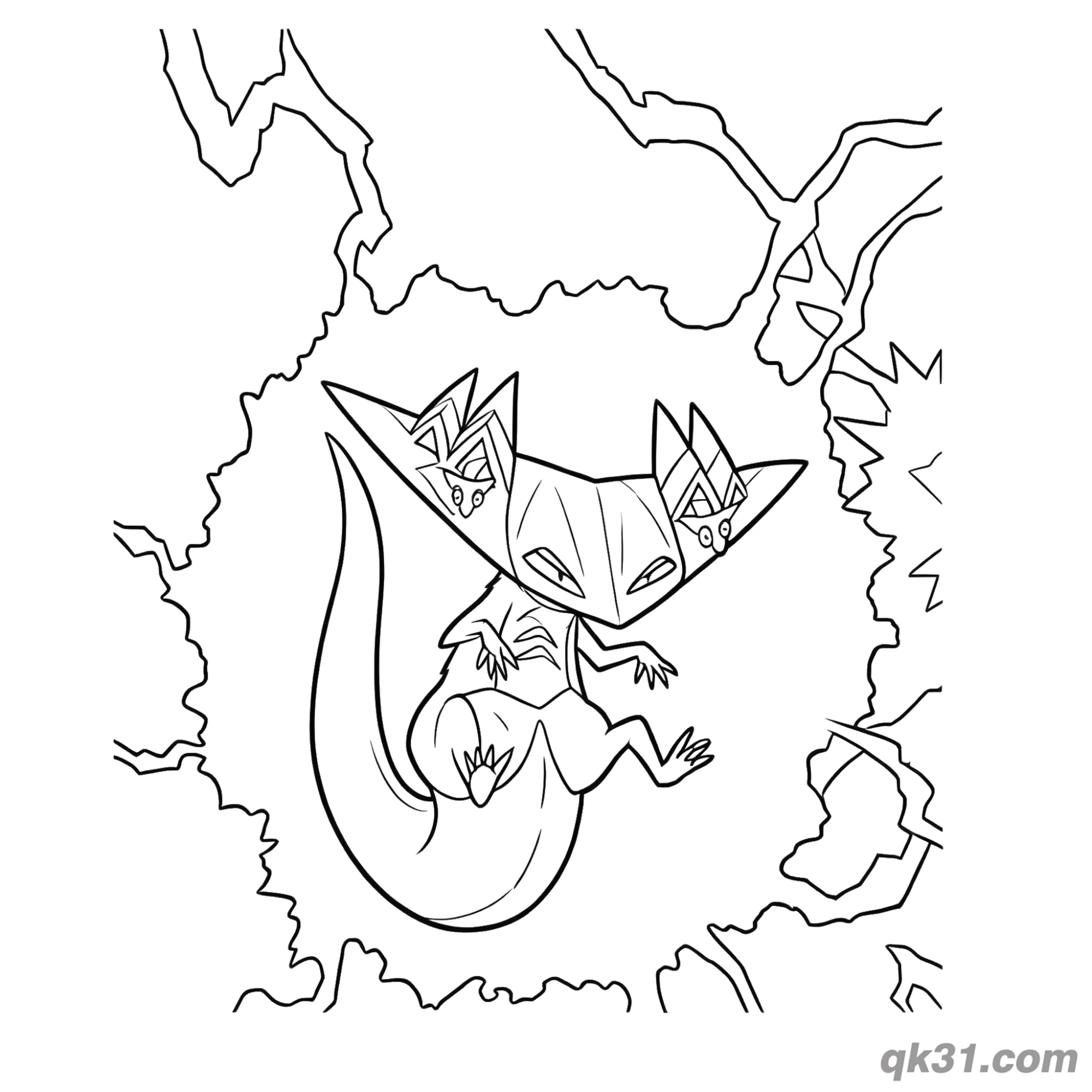 Dragapult Breaking Through Wall Pokemon Coloring Page – Free Printable Coloring Page for Kids and Adults