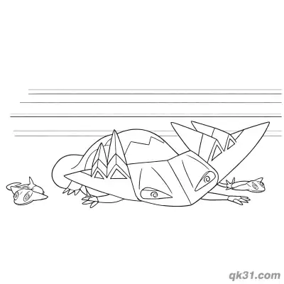 Free printable Dragapult Gliding with Dreepy Friends Pokemon Coloring Page coloring page