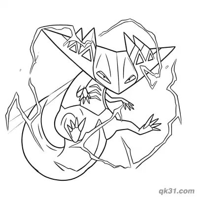 Free printable Dragapult Lightning Charge Attack Pokemon Coloring Page coloring page