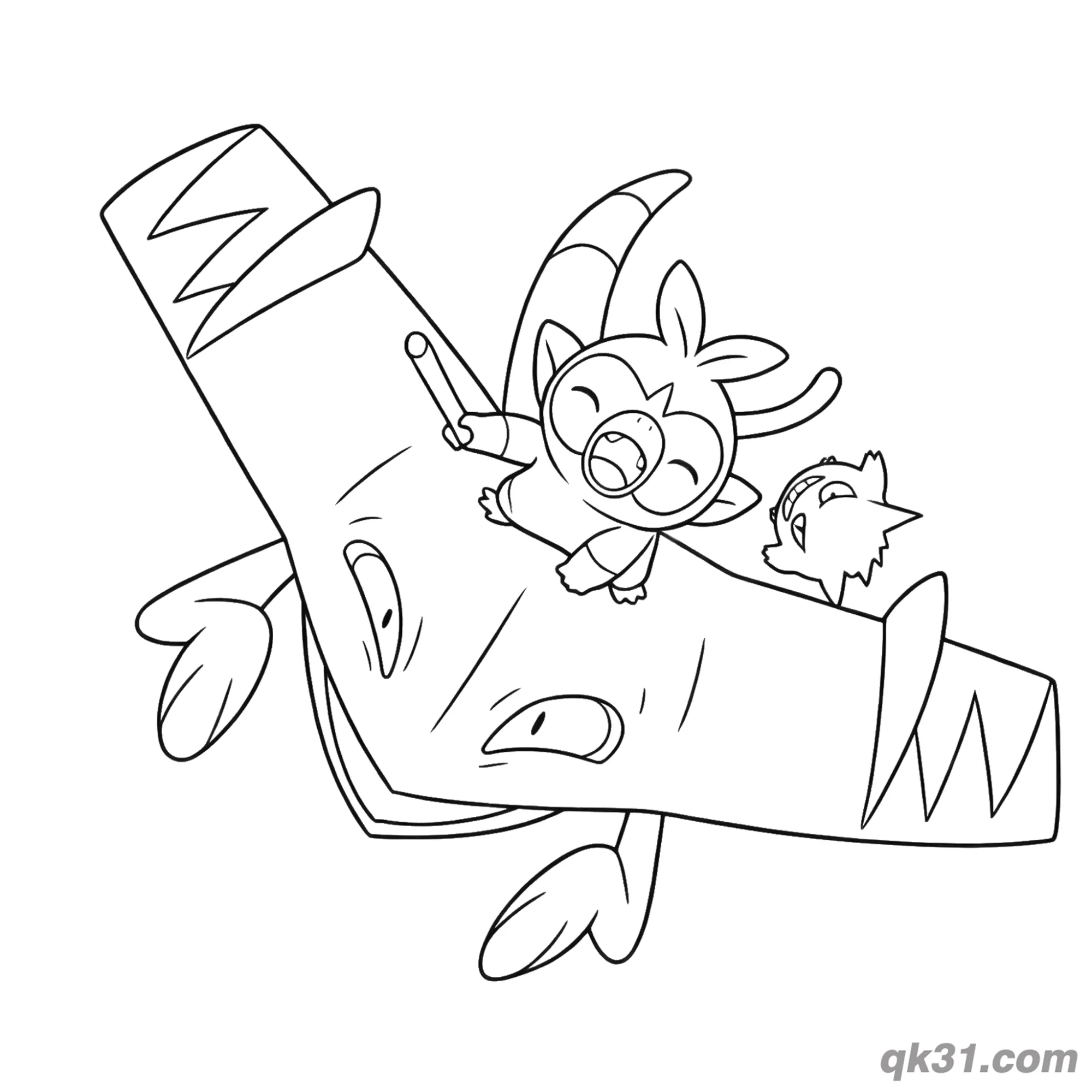 Dragapult Playful Crawling with Friends Pokemon Coloring Page – Free Printable Coloring Page for Kids and Adults