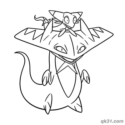 Free printable Dragapult with Dreepy on Back Coloring Page coloring page