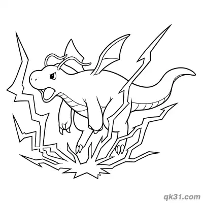 Free printable Dragonite Battle Stance Ready Coloring Page coloring page