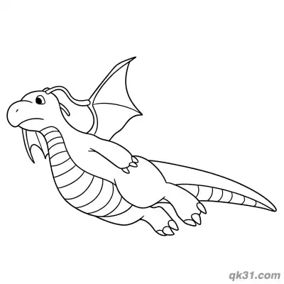 Free printable Dragonite Gliding Through the Air Coloring Page coloring page