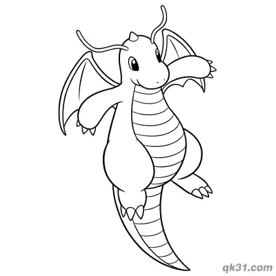 Free printable Dragonite Jumping High Coloring Page coloring page