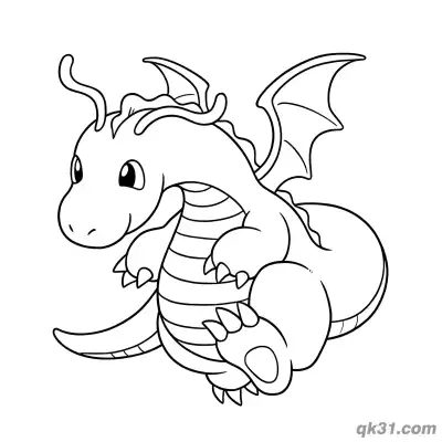 Free printable Dragonite Lying Down Resting Coloring Page coloring page