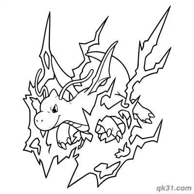 Free printable Dragonite Powerful Battle Attack Coloring Page coloring page