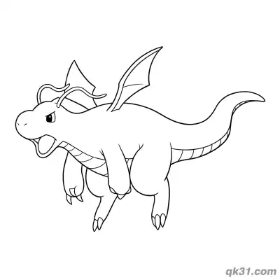 Free printable Dragonite Roaring Loudly Coloring Page coloring page