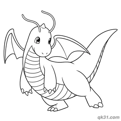 Free printable Dragonite Running Action Coloring Page coloring page