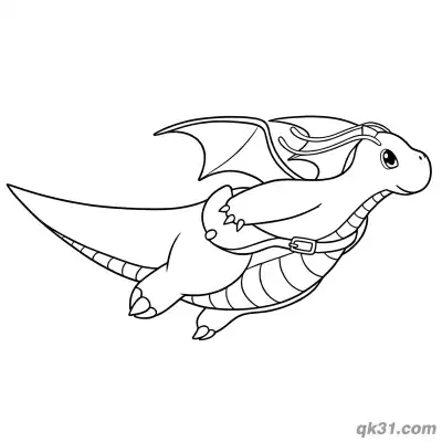 Free printable Dragonite Side Flying Pose Coloring Page coloring page