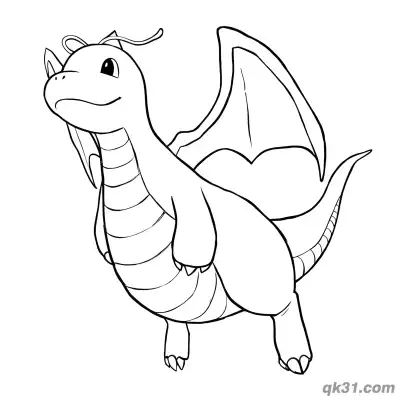 Free printable Dragonite Side Profile View Coloring Page coloring page