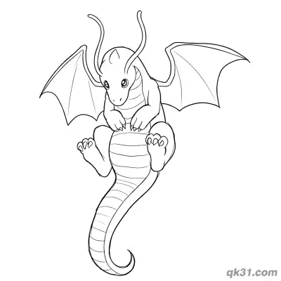 Free printable Dragonite Sitting Calmly Coloring Page coloring page