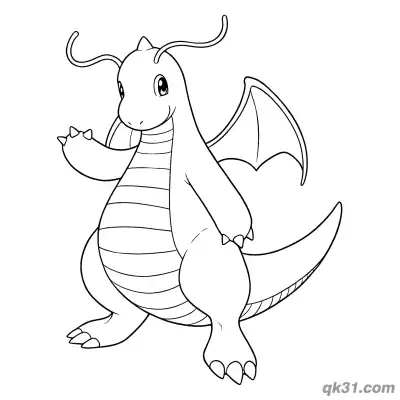 Free printable Dragonite Waving Hand Happy Coloring Page coloring page