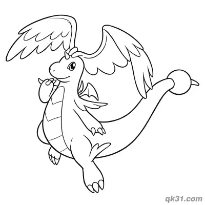Free printable Mega Dragonite Aerial Flying Coloring Page coloring page