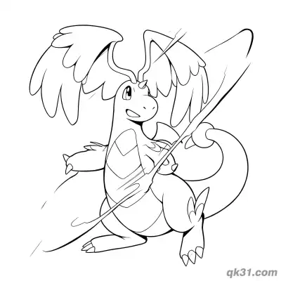 Free printable Mega Dragonite High Speed Charge Rush Coloring Page coloring page