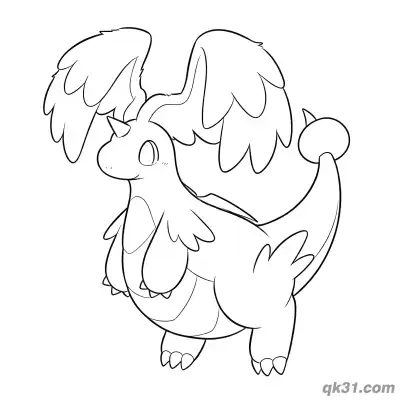 Free printable Mega Dragonite Intimidating Standing Pose Coloring Page coloring page