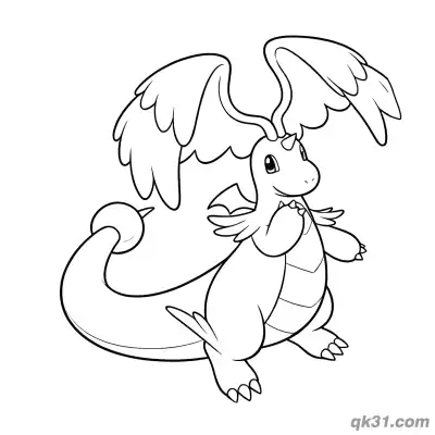 Free printable Mega Dragonite Praying Gently Coloring Page coloring page