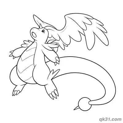 Free printable Mega Dragonite Spread Wings Flying Coloring Page coloring page