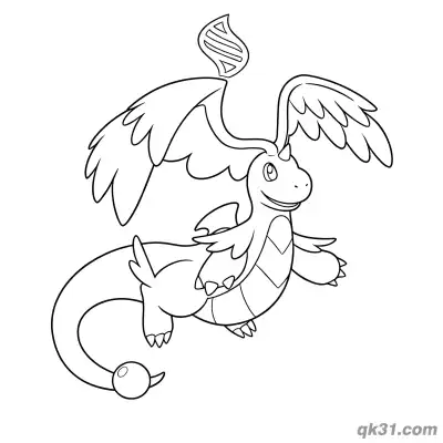 Free printable Mega Dragonite with Key Stone Evolution Coloring Page coloring page