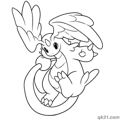 Free printable Mega Dragonite with Mini Dragonite Coloring Page coloring page
