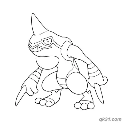 Free printable Dynamic Battle Pose Toxicroak Coloring Page for Kids coloring page