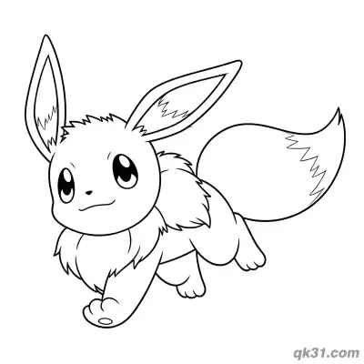 Free printable Curious Walking Eevee Pokemon Coloring Sheet Printable coloring page