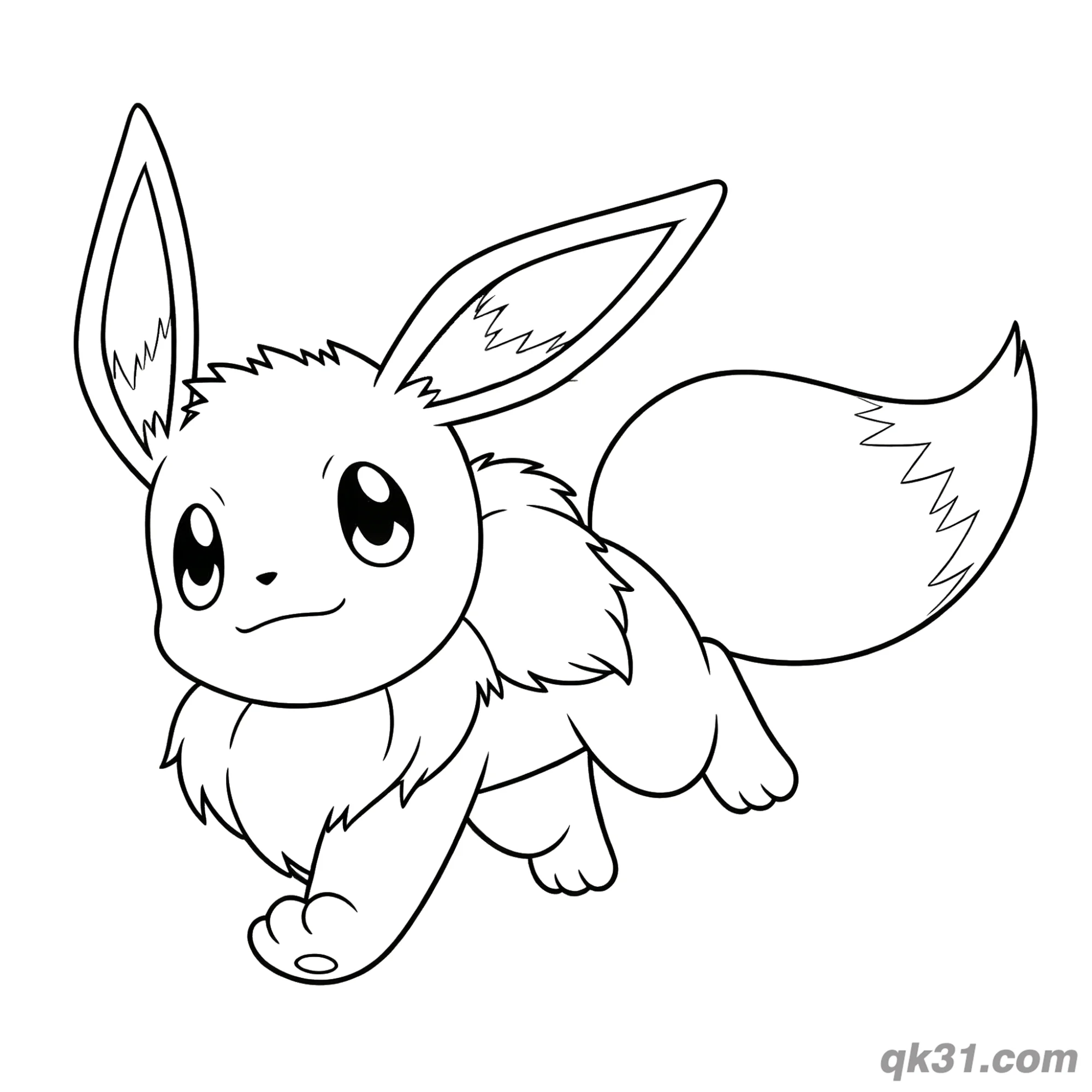 Curious Walking Eevee Pokemon Coloring Sheet Printable – Free Printable Coloring Page for Kids and Adults