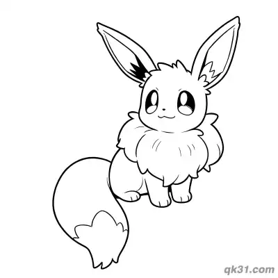Free printable Free Eevee Pokemon with Heart Ears Coloring Page coloring page