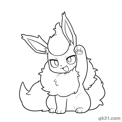 Free printable Flareon Pokemon with Raised Paw Coloring Page Printable coloring page