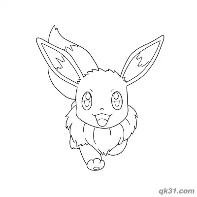 Free printable Eevee Pokemon Front View Running Coloring Pages PDF coloring page