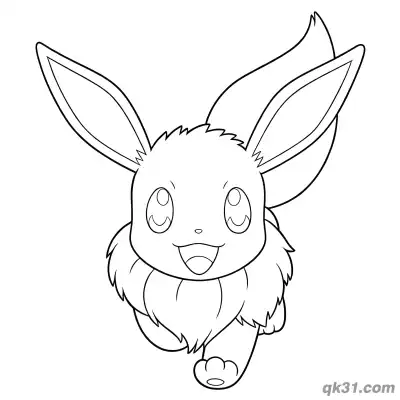 Free printable Eevee Pokemon Front View Running Coloring Picture coloring page