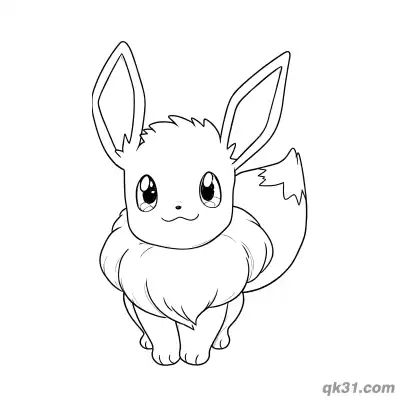 Free printable Eevee Pokemon Front View Standing Coloring Page coloring page