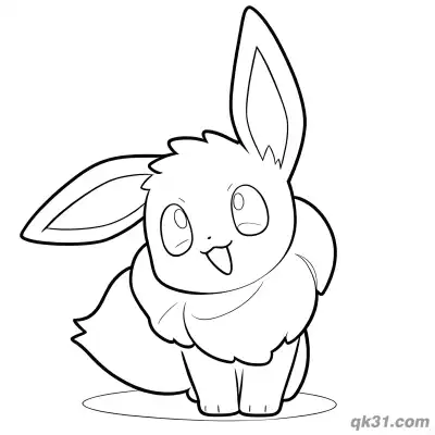 Free printable Happy Eevee Pokemon with Tongue Out Coloring Page coloring page