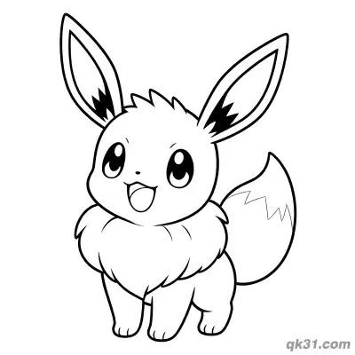 Free printable Happy Eevee Pokemon Open Mouth Coloring Pages Printable coloring page