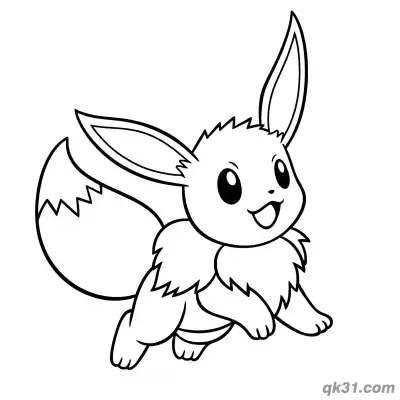 Free printable Happy Trotting Eevee Pokemon Cute Coloring Page coloring page