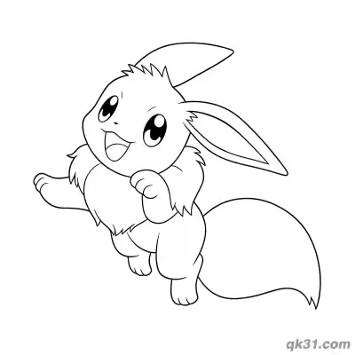 Free printable Jumping Eevee Pokemon Coloring Book Page for Kids coloring page
