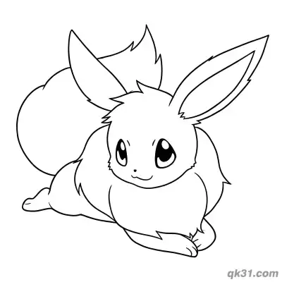 Free printable Free Lying Down Eevee Pokemon Relaxed Coloring Page coloring page