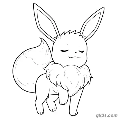 Free printable Peaceful Eevee Pokemon Closed Eyes Sleeping Coloring Page coloring page