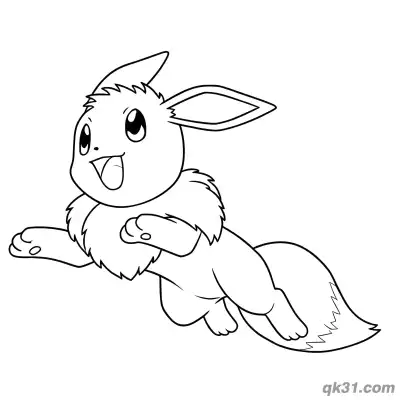 Free printable Playful Jumping Eevee Pokemon Coloring Book Page coloring page