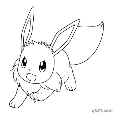 Free printable Free Running Eevee Pokemon Action Coloring Page coloring page