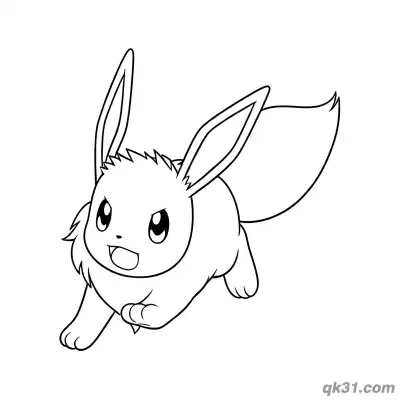 Free printable Eevee Pokemon Running Coloring Pages Printable PDF coloring page