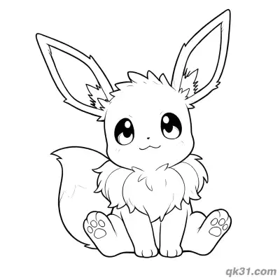 Free printable Sitting Eevee Pokemon Cute Coloring Pages Printable coloring page