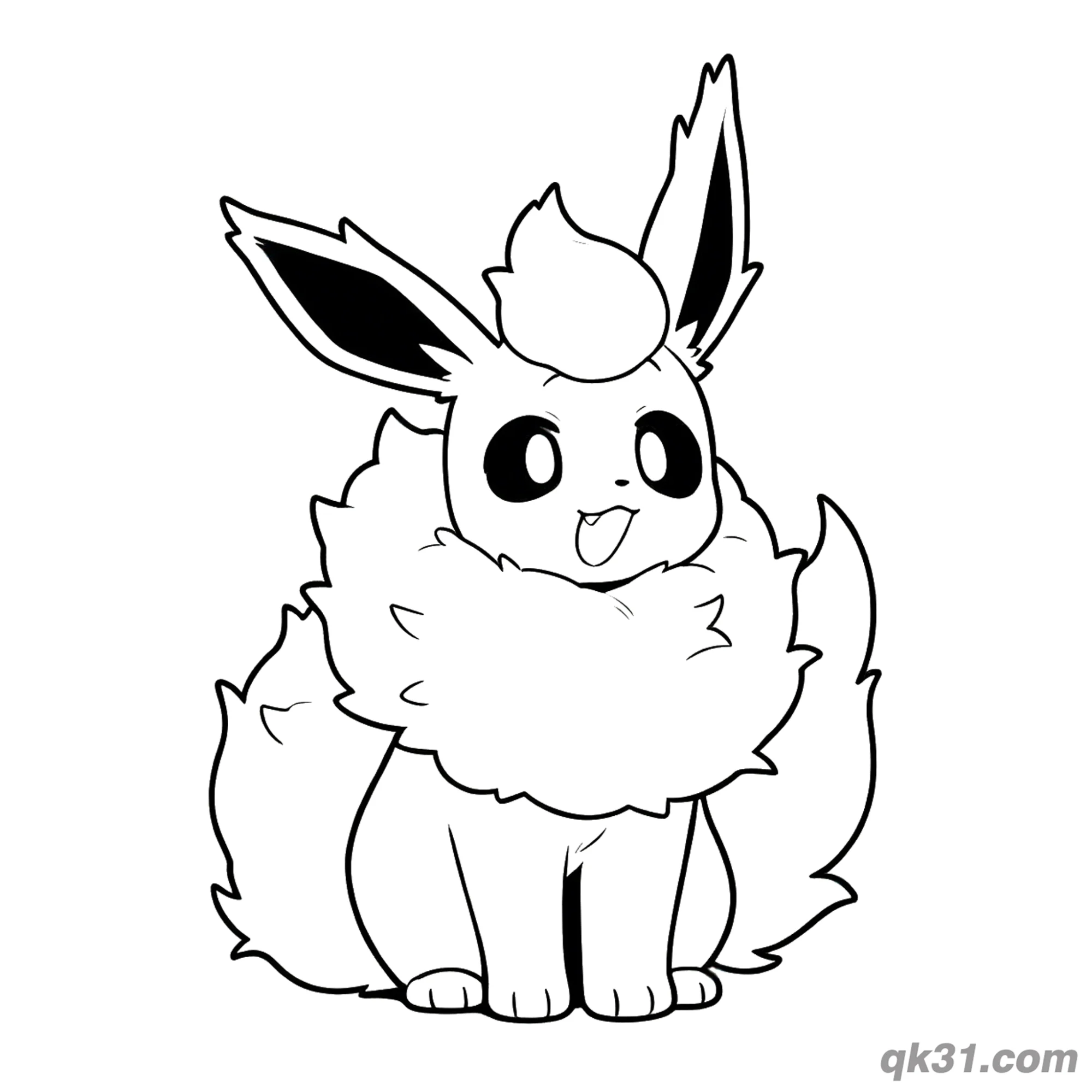 Sitting Flareon Fire Pokemon Coloring Book Page – Free Printable Coloring Page for Kids and Adults