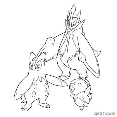 Empoleon Evolution Family Group Coloring Page