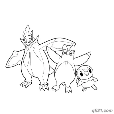 Empoleon Evolution Family Standing Coloring Page