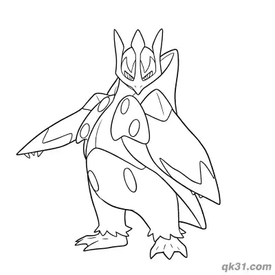 Free printable Mega Empoleon Standard Standing Coloring Page coloring page