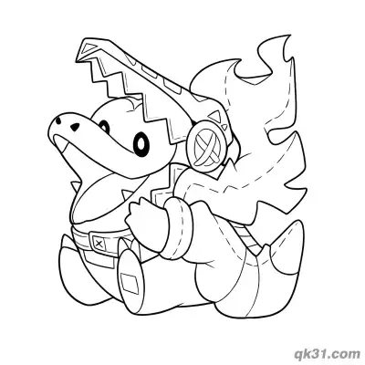 Free printable Fuecoco Cosplaying Skeledirge Coloring Page coloring page
