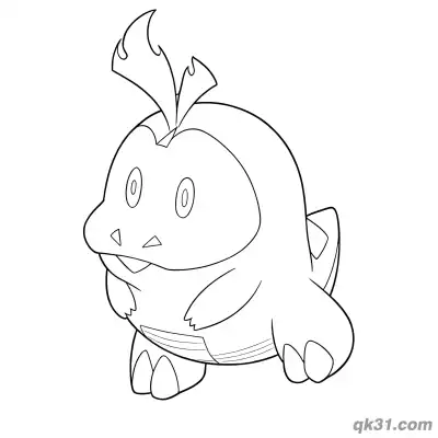 Free printable Fuecoco Front Facing Standing Coloring Page coloring page